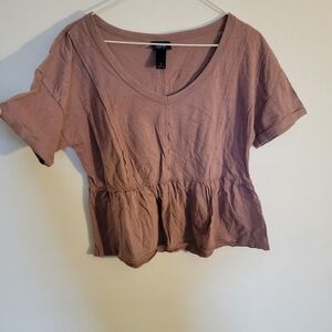 Daytrip Mauve Peplum Short Sleeve Tee